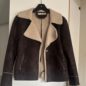 True Grit Dark Brown Teddy Jacket with Cream Lining